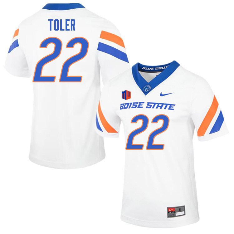 Men-Youth #22 Titus Toler Boise State Broncos College Football Jerseys Stitched-White